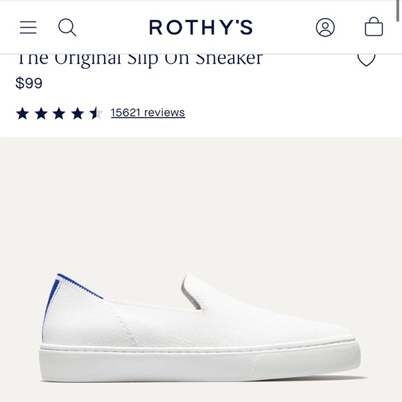 Rothy "The Original" Bright White Slip on Sneaker - Picture 1 of 12
